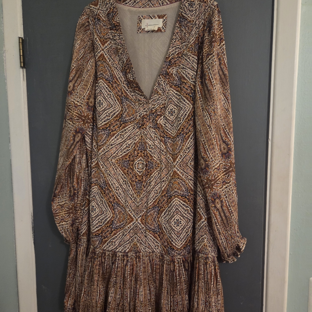 Anthropologie Multicolor Geometric Long Sleeve Dress
